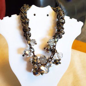 Gunmetal and Czech Glass Bead Stretch Bracelet Casual Women Fashion Design Style
